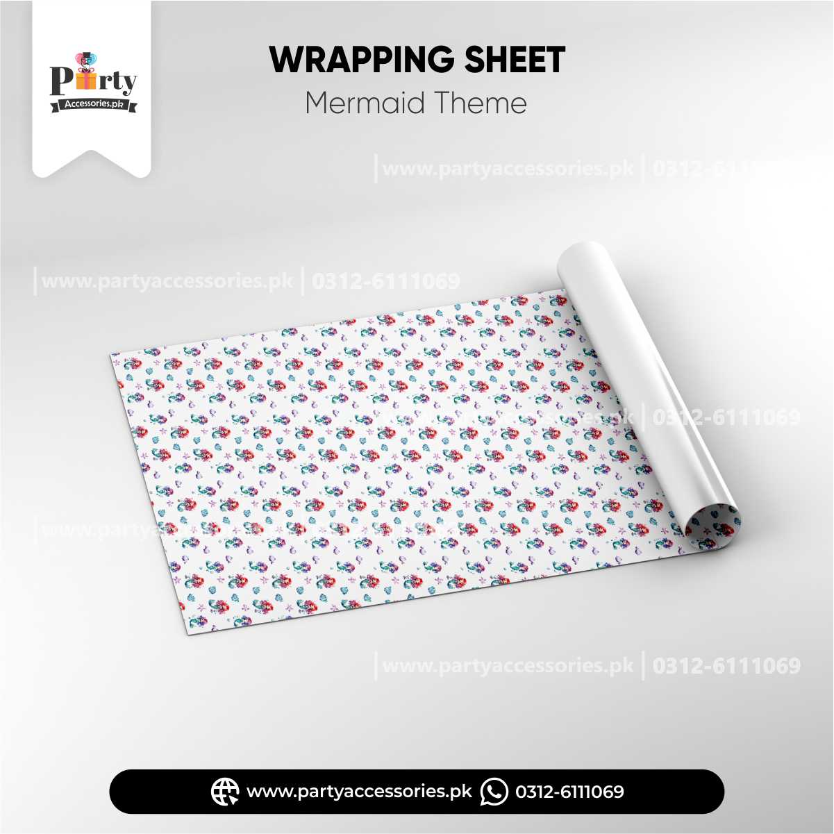 Mermaid Theme Gift Wrapping Sheets for Birthday Party Gift Decoration