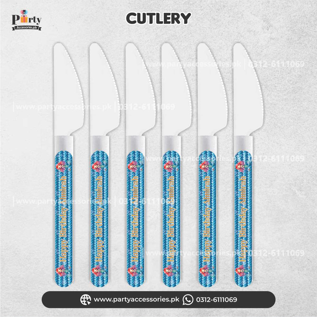Mermaid theme customized disposable knives for dinner decoration