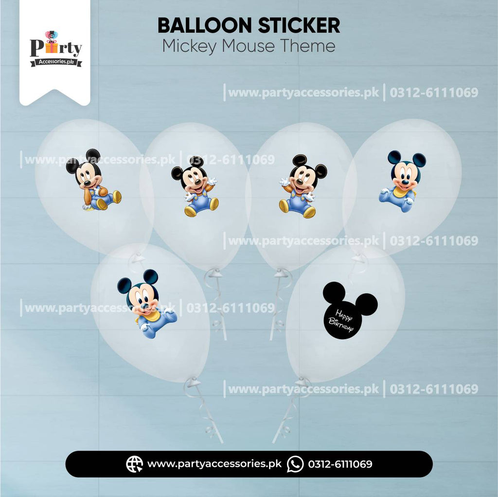 Mickey Mouse Theme Transparent Balloons with Stickers for Birthday Decoration