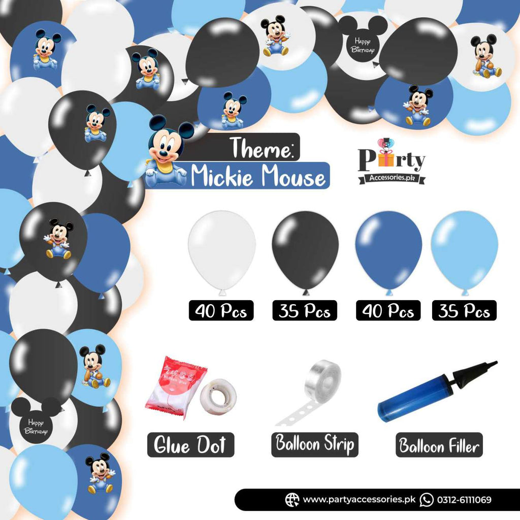 Mickey Mouse Colors Theme Balloon Arch Set Garland Kit 150 Balloons with Stickers for decoration
