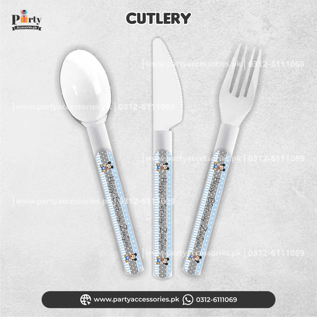 Mickey Mouse Theme Customized Disposable Cutlery for Party Table Decoration