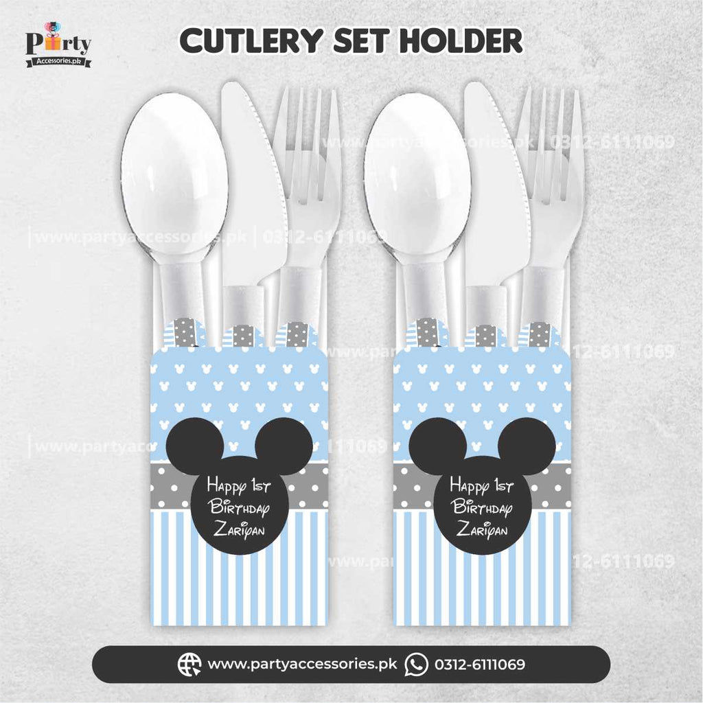 Mickey Mouse Theme Customized Disposable Cutlery Set for Birthday Table Decoration (Pack of 6)