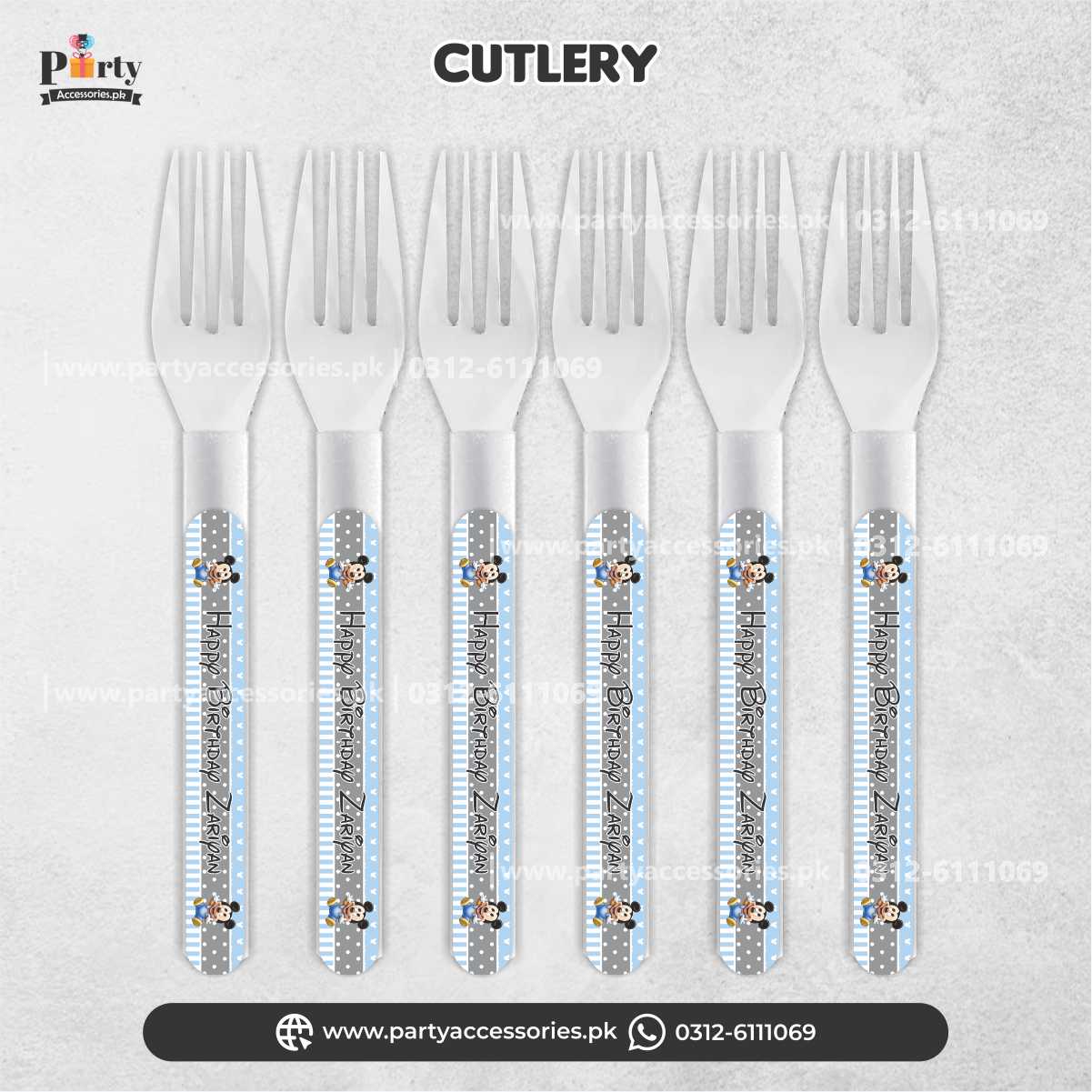 Mickey Mouse Theme Customized Disposable Cutlery for Party Table Decoration