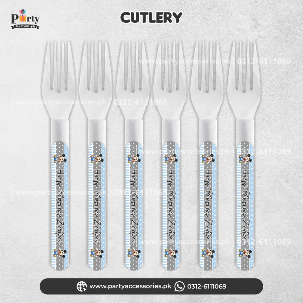 Mickey Mouse Theme Customized Disposable Cutlery for Party Table Decoration