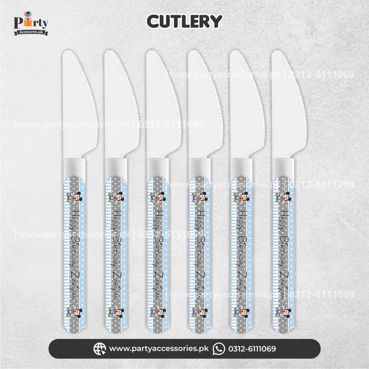 Mickey Mouse theme customized disposable knives for dinner decoration