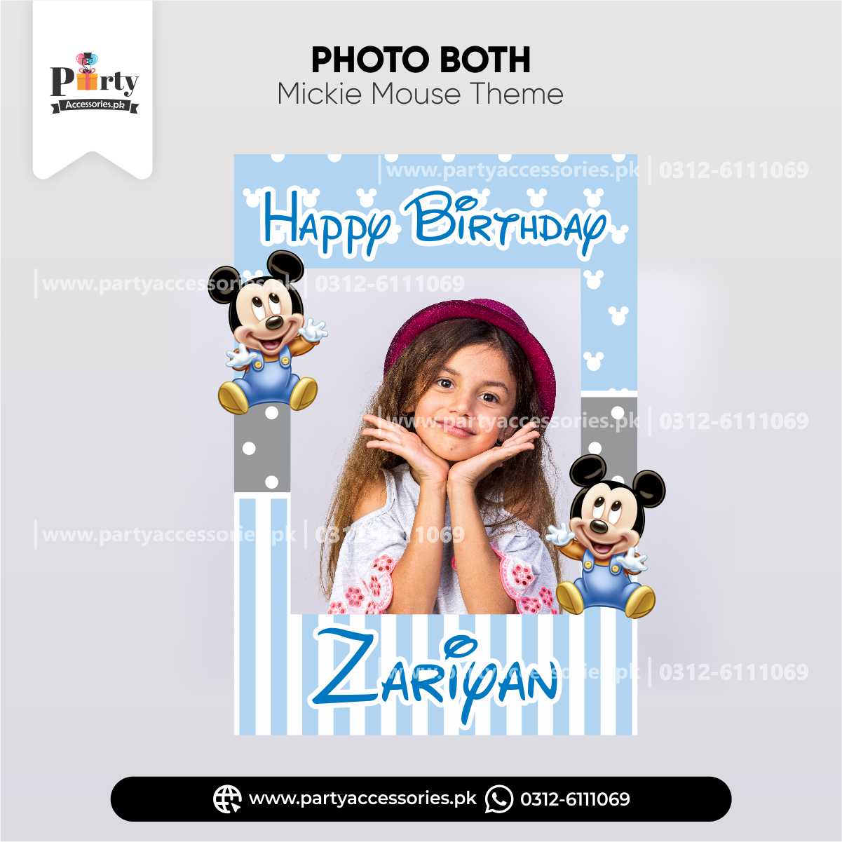 Mickey Mouse Theme Customized Photo Booth / Selfie Frame for Birthday Party Decoration
