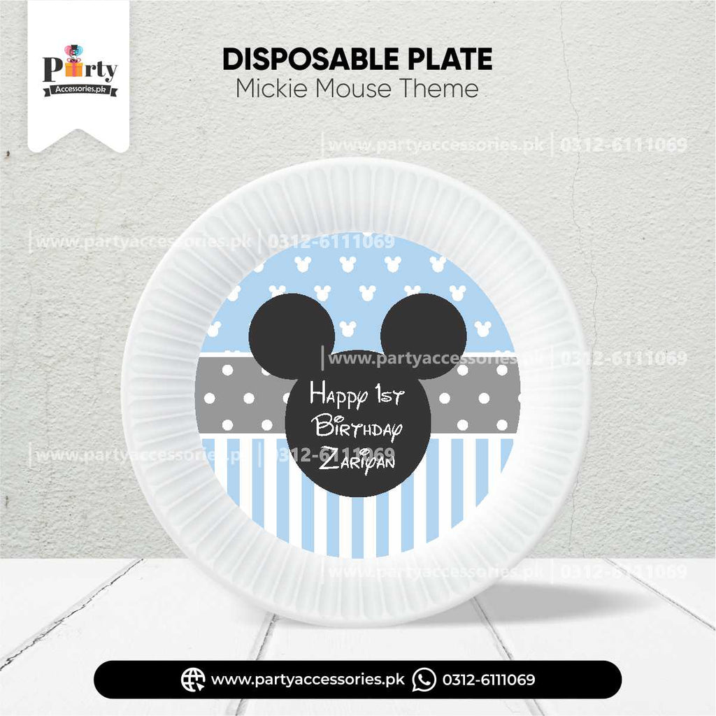 Mickey Mouse Theme Customized Disposable Plates for Birthday Table Decoration