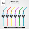 Mickey Mouse Theme Straws with Custom Labels for Birthday Drink Accessories