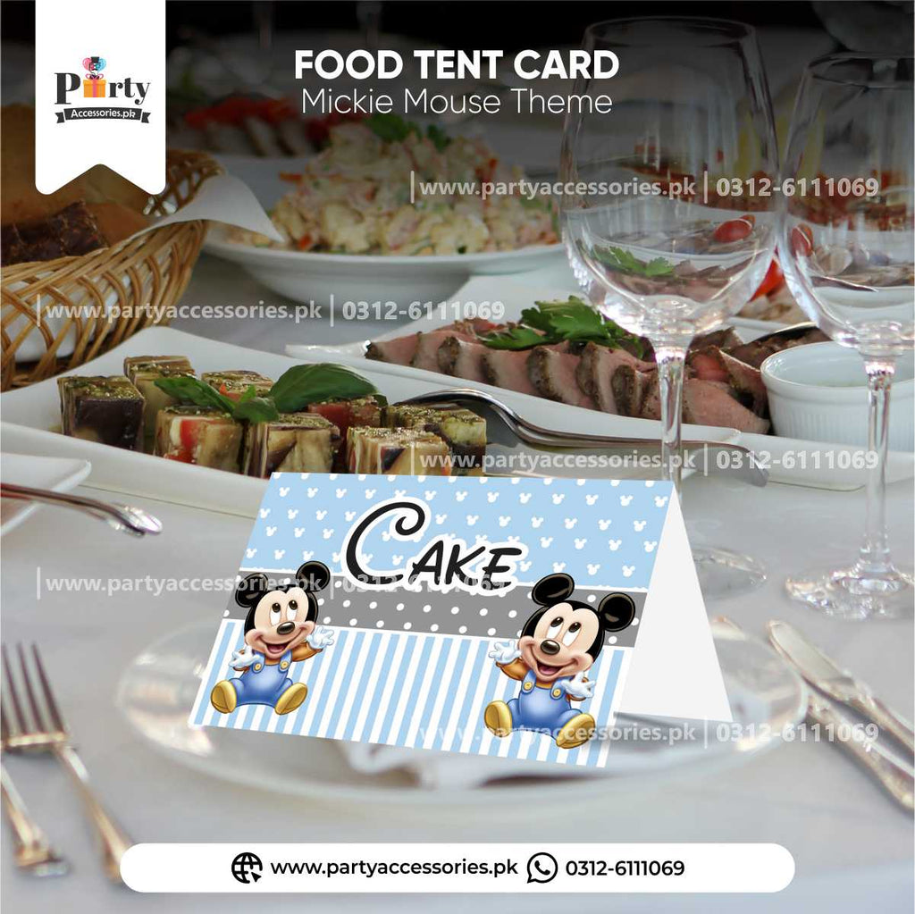 Mickey Mouse Theme Customized Tent Cards for Birthday Table Decoration