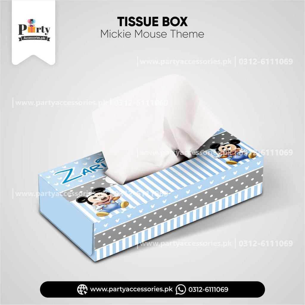 Mickey Mouse Theme Customized Tissue Box Cover for Birthday Table Decor