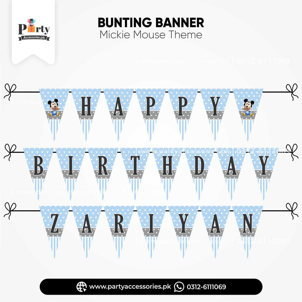 Mickey mouse theme Happy birthay bunting banner for wall decoraion 