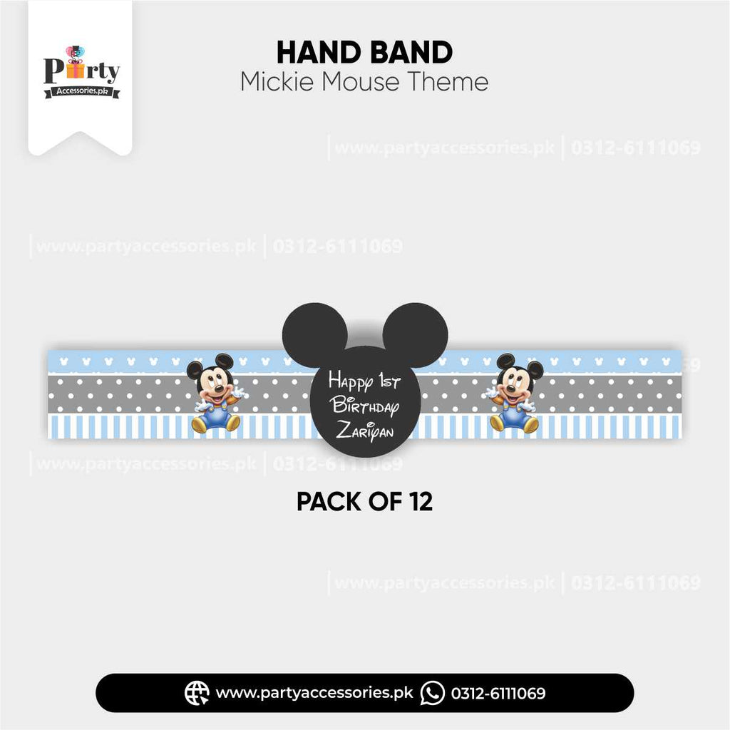 Customized Hand / Wrist Band for Birthday Party Celebrations in Mickey Mouse Theme 