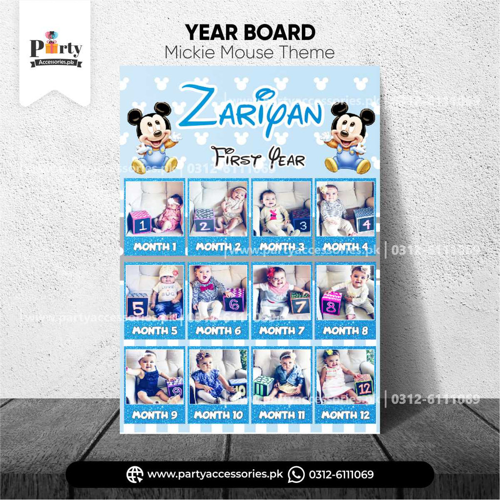 Mickey Mouse Theme Customized Month Wise Year Picture Board for Wall Decoration