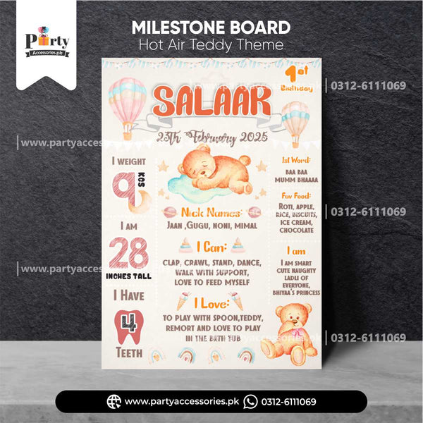 Hot Air Balloon Theme Customized Fact / Milestone Board for Birthday Decoration