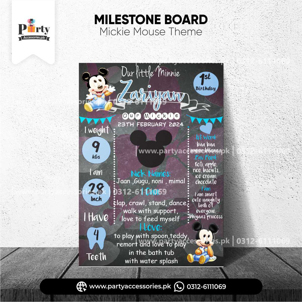 Mickey Mouse Theme Customized Birthday Fact Board / Milestone Board