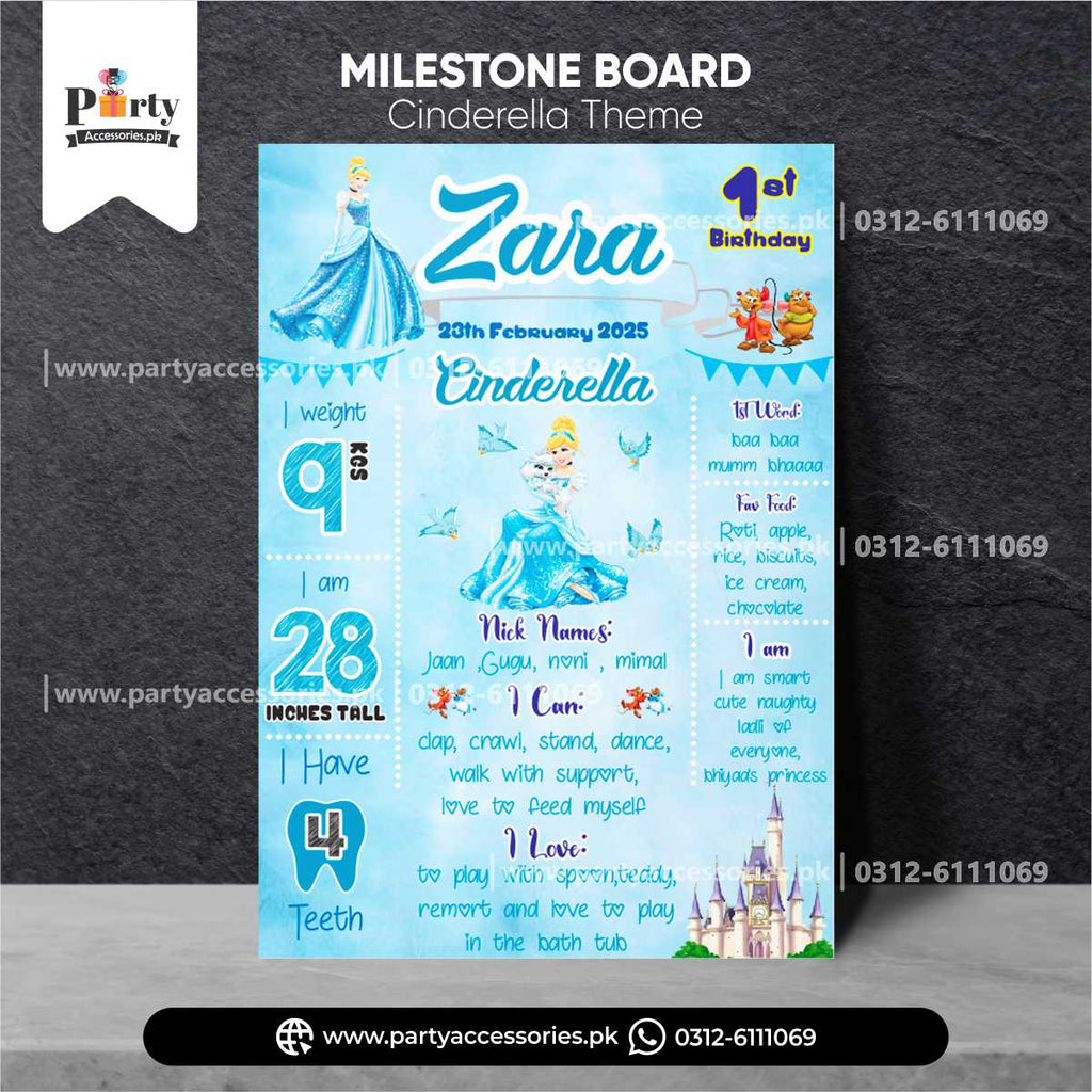 Cinderella Theme Customized Birthday Fact Board / Milestone Board