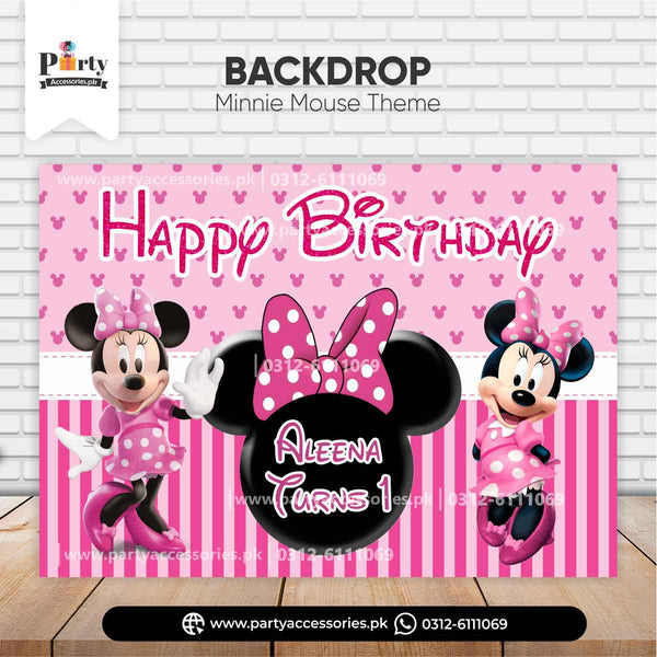 Minnie Mouse Theme Customized Birthday Party Backdrop for Wall Decoration