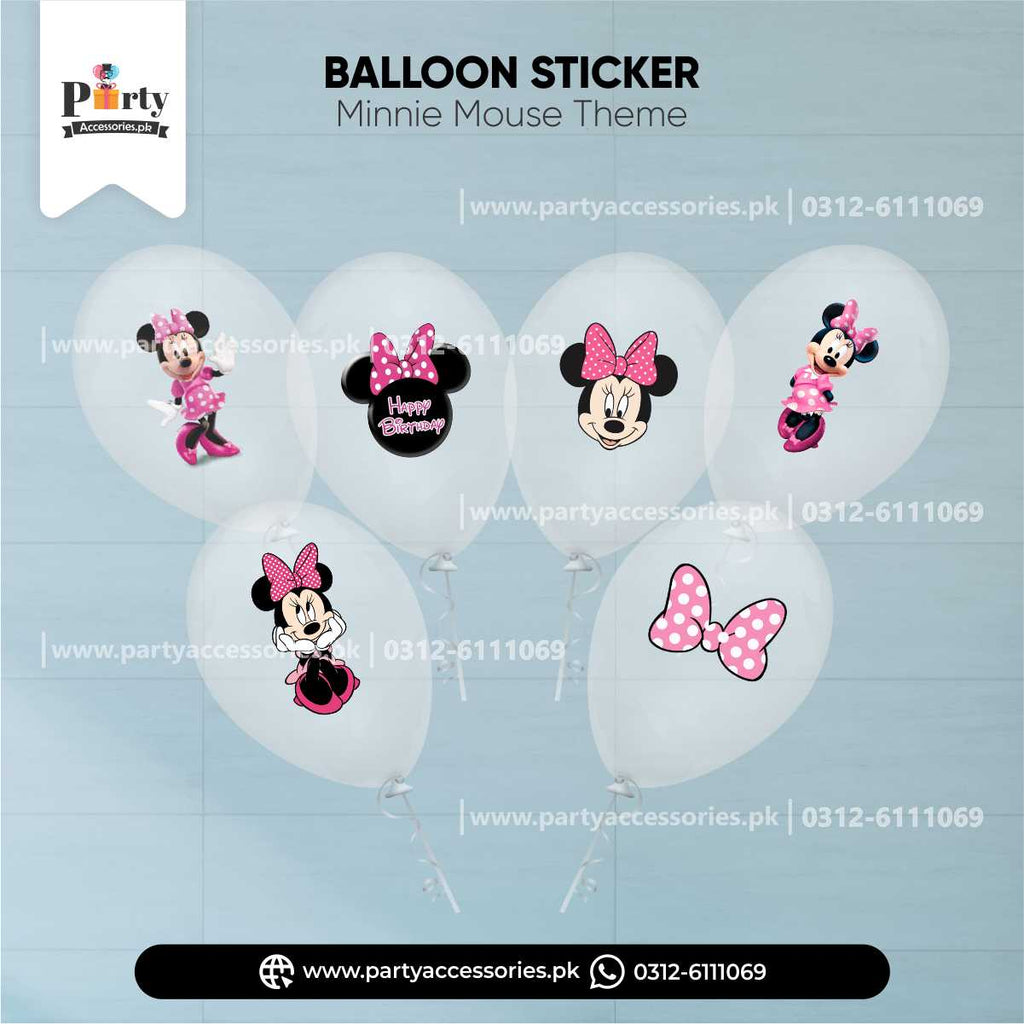 Minnie Mouse Theme Transparent Balloons with Stickers for Birthday Decoration