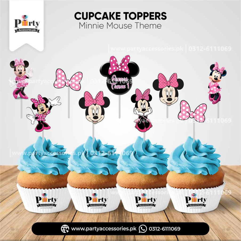 Minnie Mouse Theme Cupcake Toppers for Birthday Party Decoration