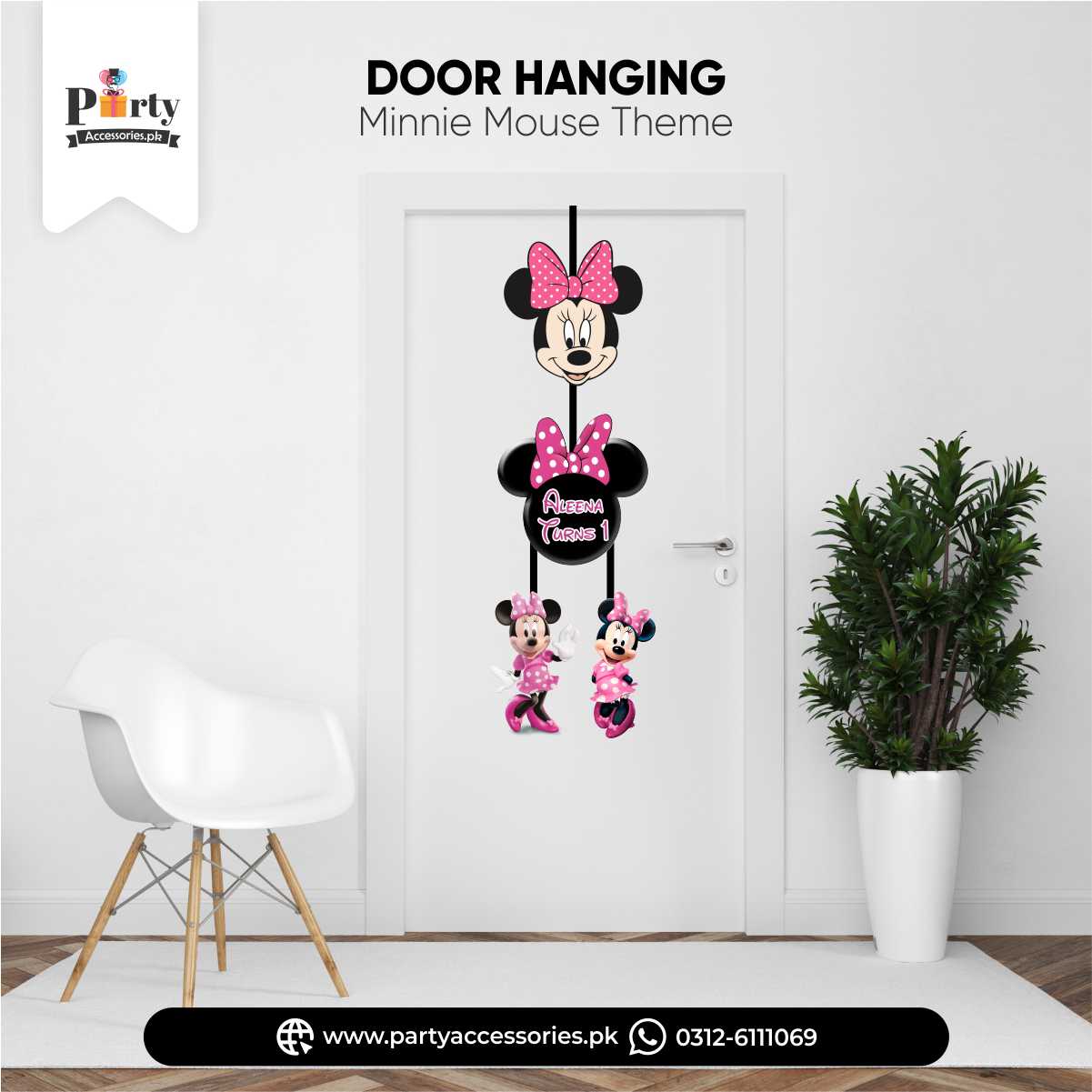 Minnie Mouse Theme Decorations | Customized Birthday Party Door Hanging