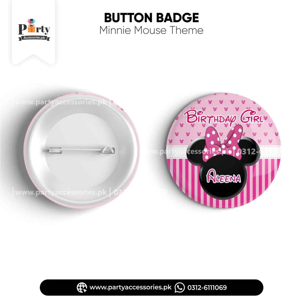 Minnie Mouse Theme Customized Button Badge for Birthday Celebration