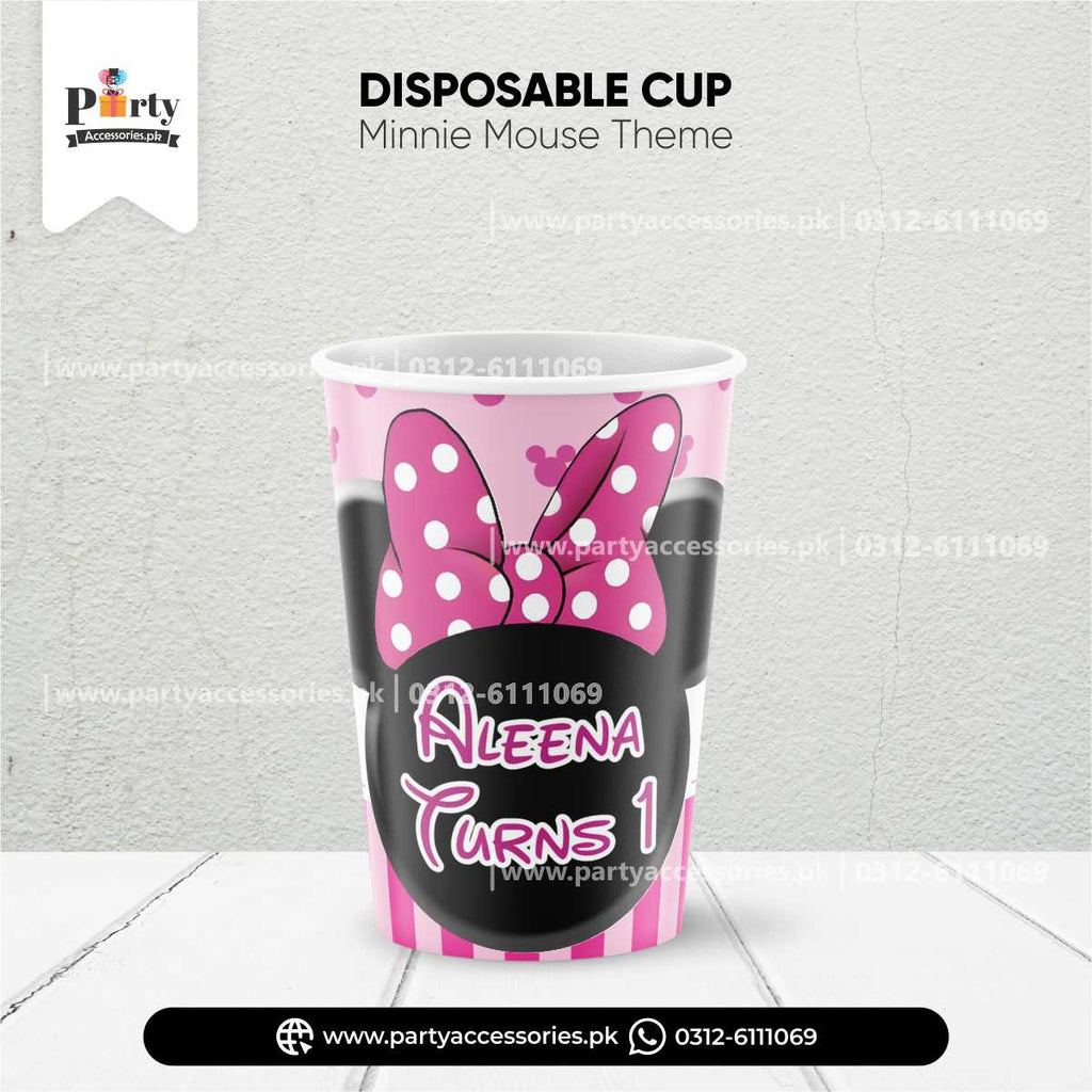 Minnie Mouse Theme Customized Disposable Cups for Birthday Drink Decoration 