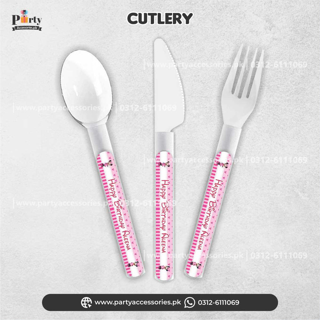 Minnie Mouse Theme Customized Disposable Cutlery for Party Table Decoration