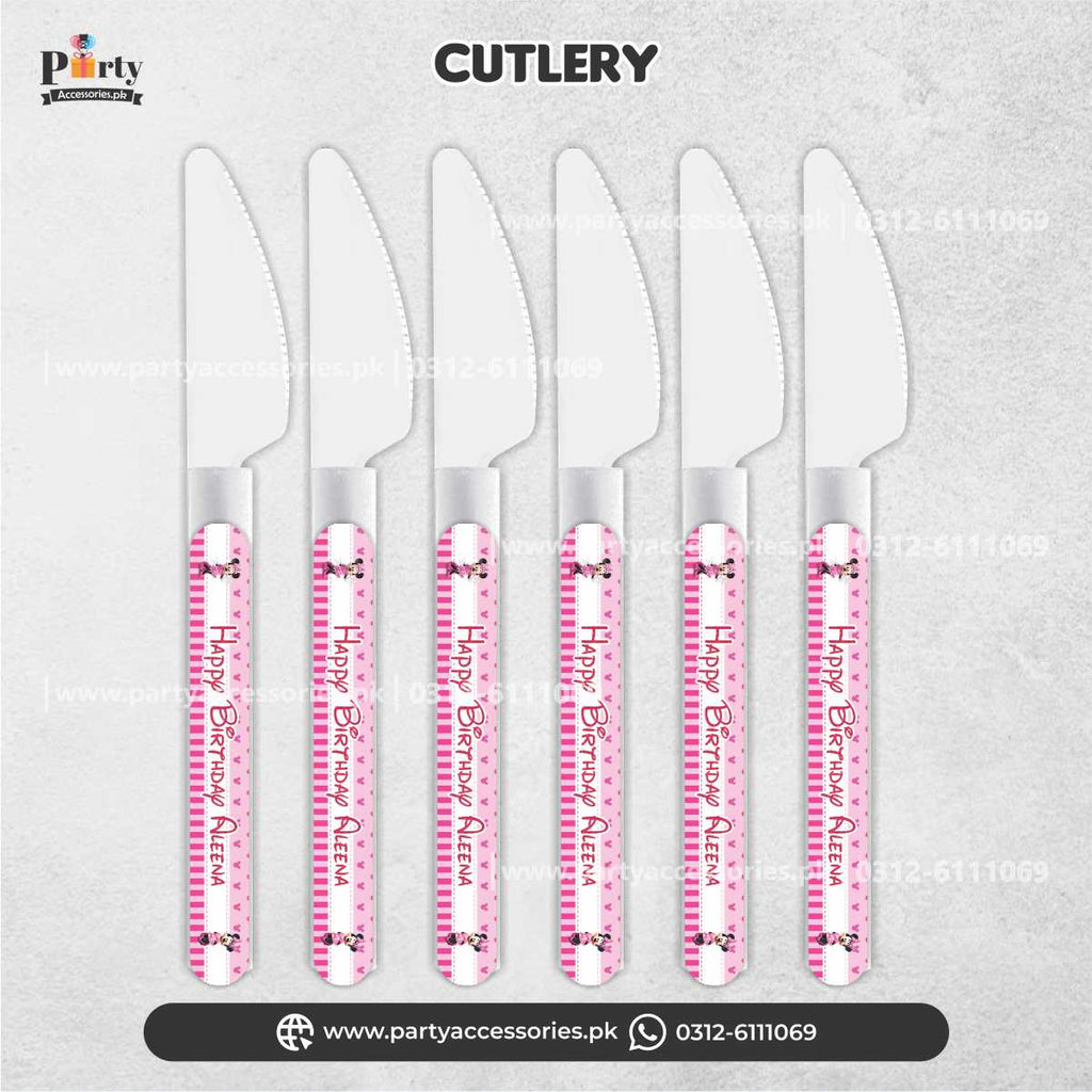 Minnie Mouse Theme Customized Disposable Knives for Birthday Party Dinner Decoration