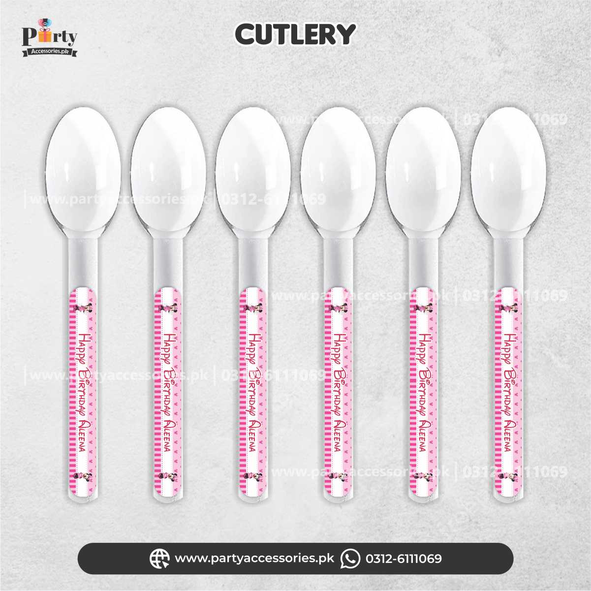 Minnie Mouse Theme Customized Disposable Spoons for Party Table Decoration