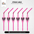 Minnie Mouse Theme Straws with Custom Labels for Birthday Drink Accessories 