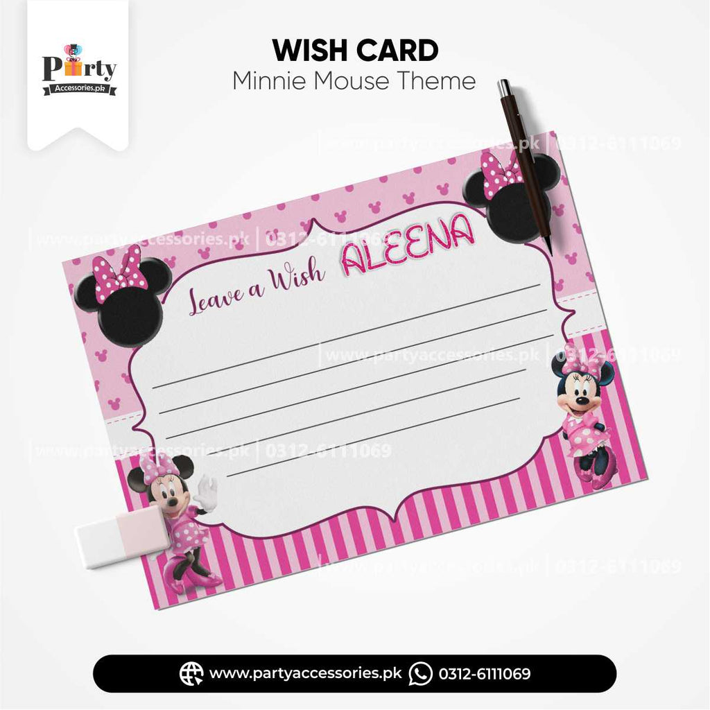Minnie Mouse Theme Customized Wish Cards for Birthday Party Decoration