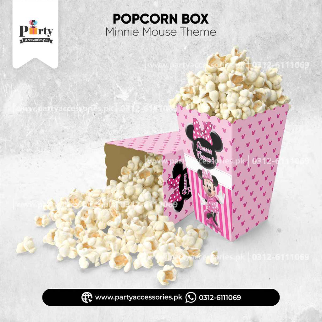Minnie Mouse Theme Customized Popcorn Boxes for Birthday Party Decoration