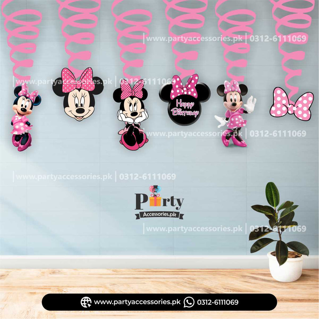 Minnie Mouse Theme Spiral Hanging Swirls for Birthday Party Decorations