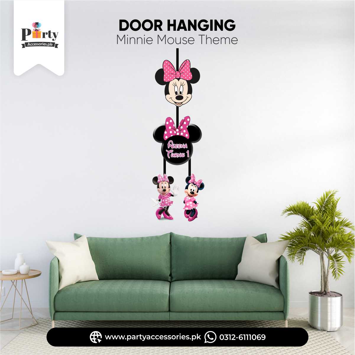 Minnie Mouse Theme Decorations | Customized Birthday Party WALL Hanging