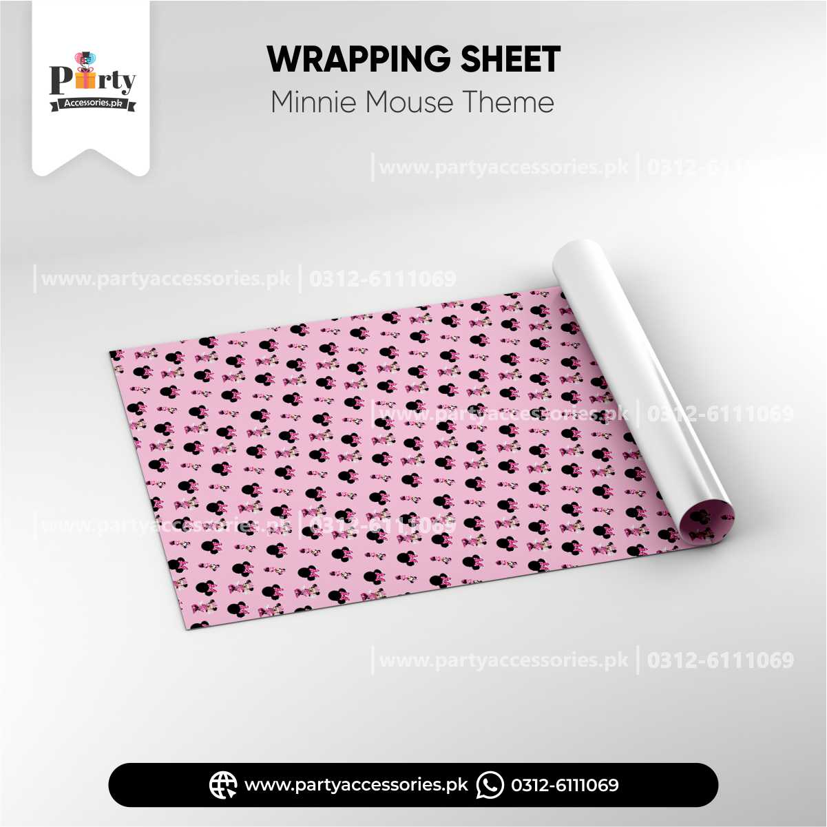 Minnie Mouse Theme Gift Wrapping Sheets for Birthday Party Decoration
