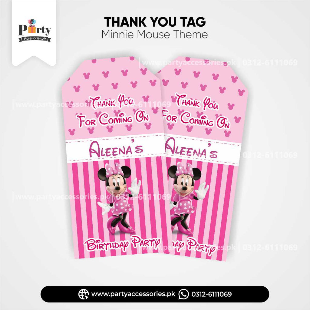 Minnie Mouse Theme Customized Gift / Thank You Tags for Birthday Decoration