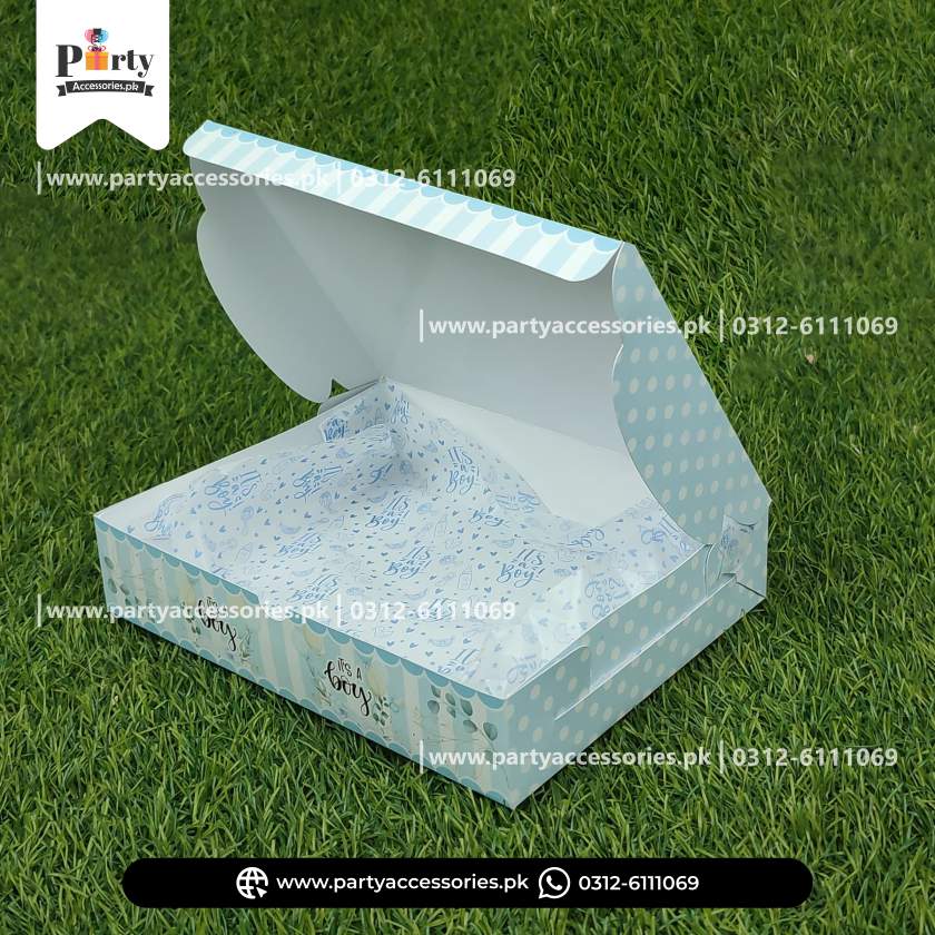 Baby Boy Birth Announcement Boxes with Butter Papar