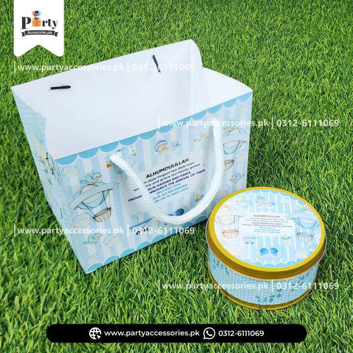 250gm Baby Announcement Sweet Boxe | It's a Boy Methai Boxe | Customized Tin Boxe with Carry Bag