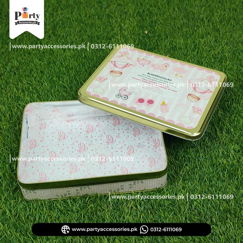 It's a Girl Sweet Tin Box with Butter Paper