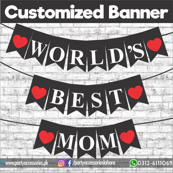 World's Best Mom Text Bunting banner for Wall Decoration
