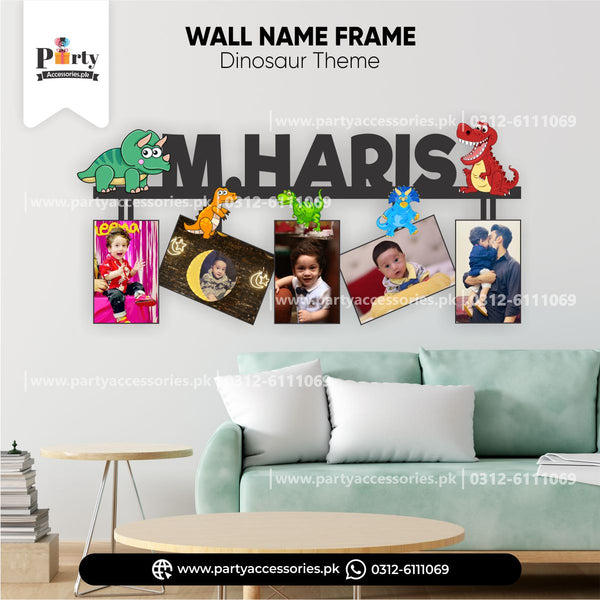 dinosaur theme customized wall name frame with images 