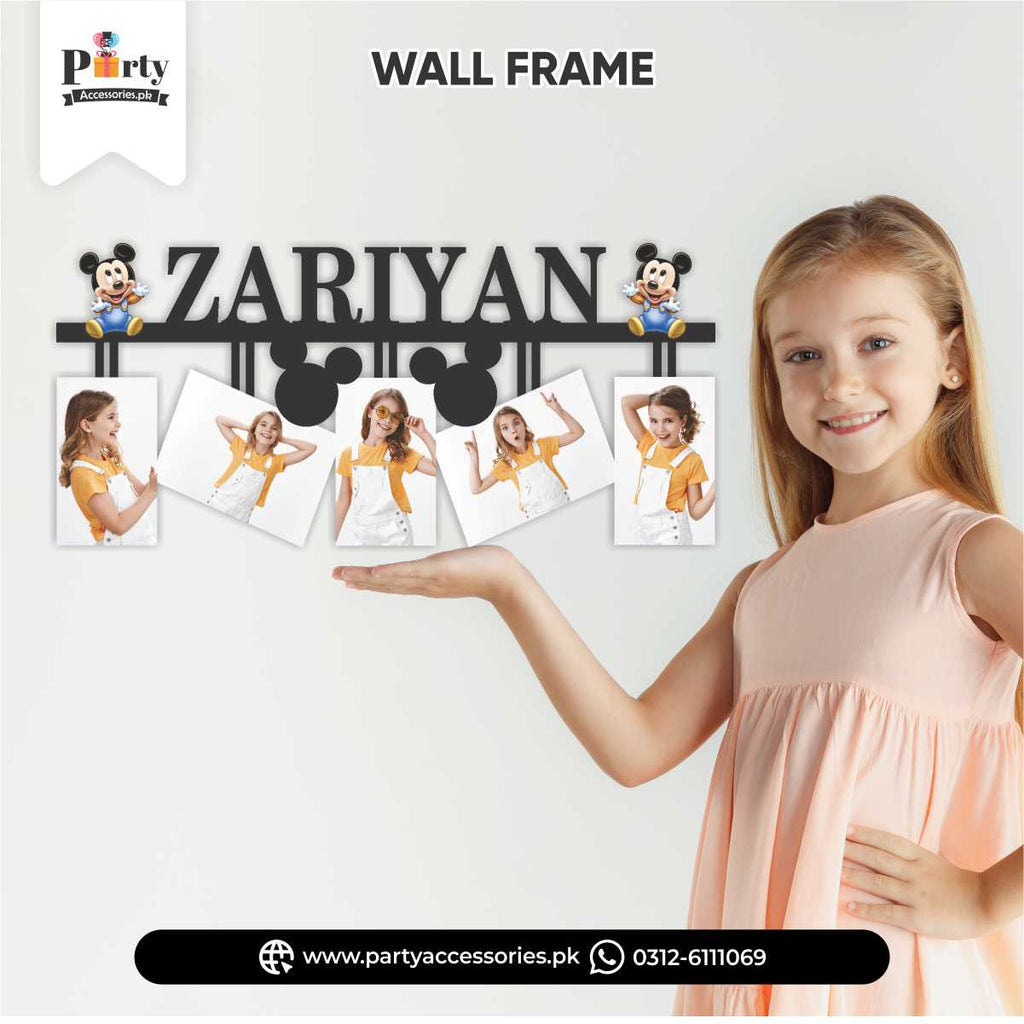 Mickey Mouse Theme Customized Wall Name Frame With 5 Images for Wall Decoration