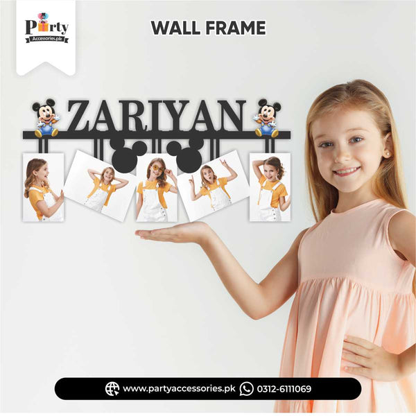 Mickey Mouse Theme Customized Wall Name Frame With 5 Images for Wall Decoration