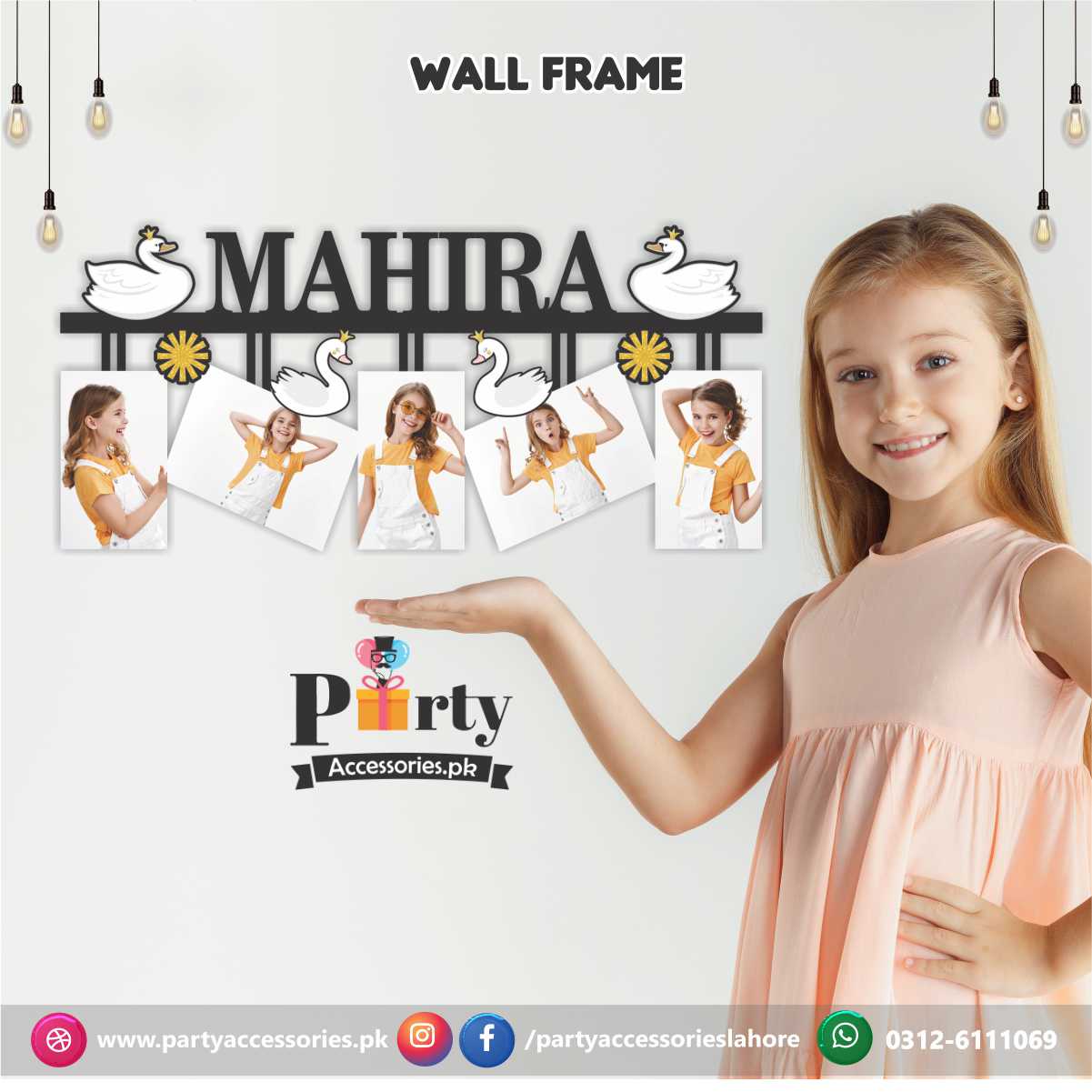 Swan theme party Customized Wall NAME frame