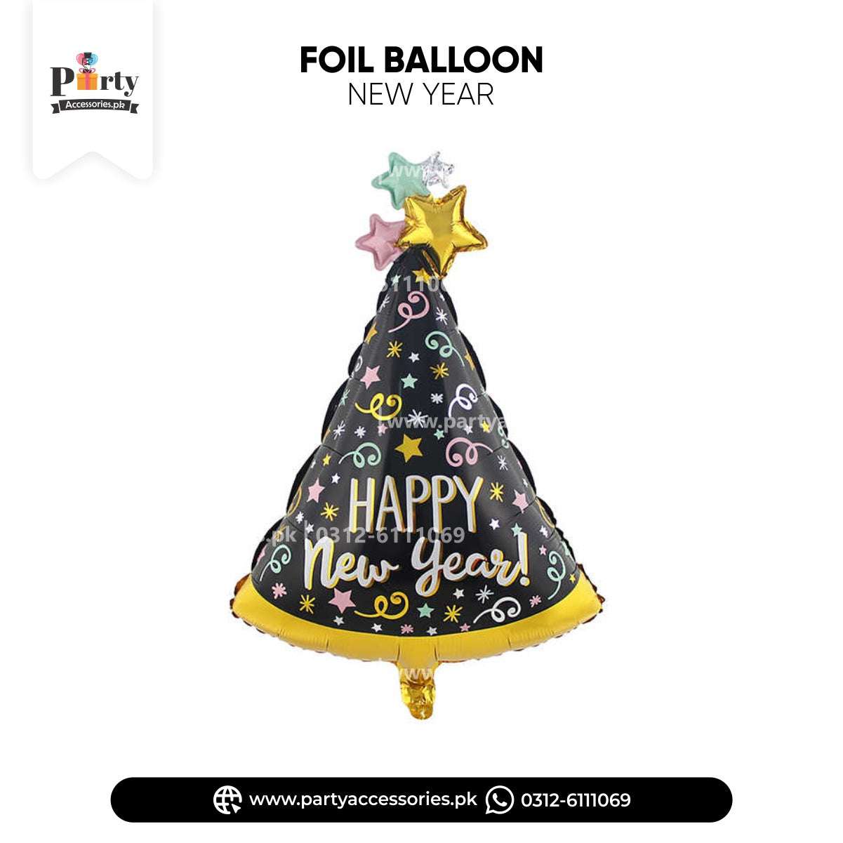 new year party cone shape foil balloons 
