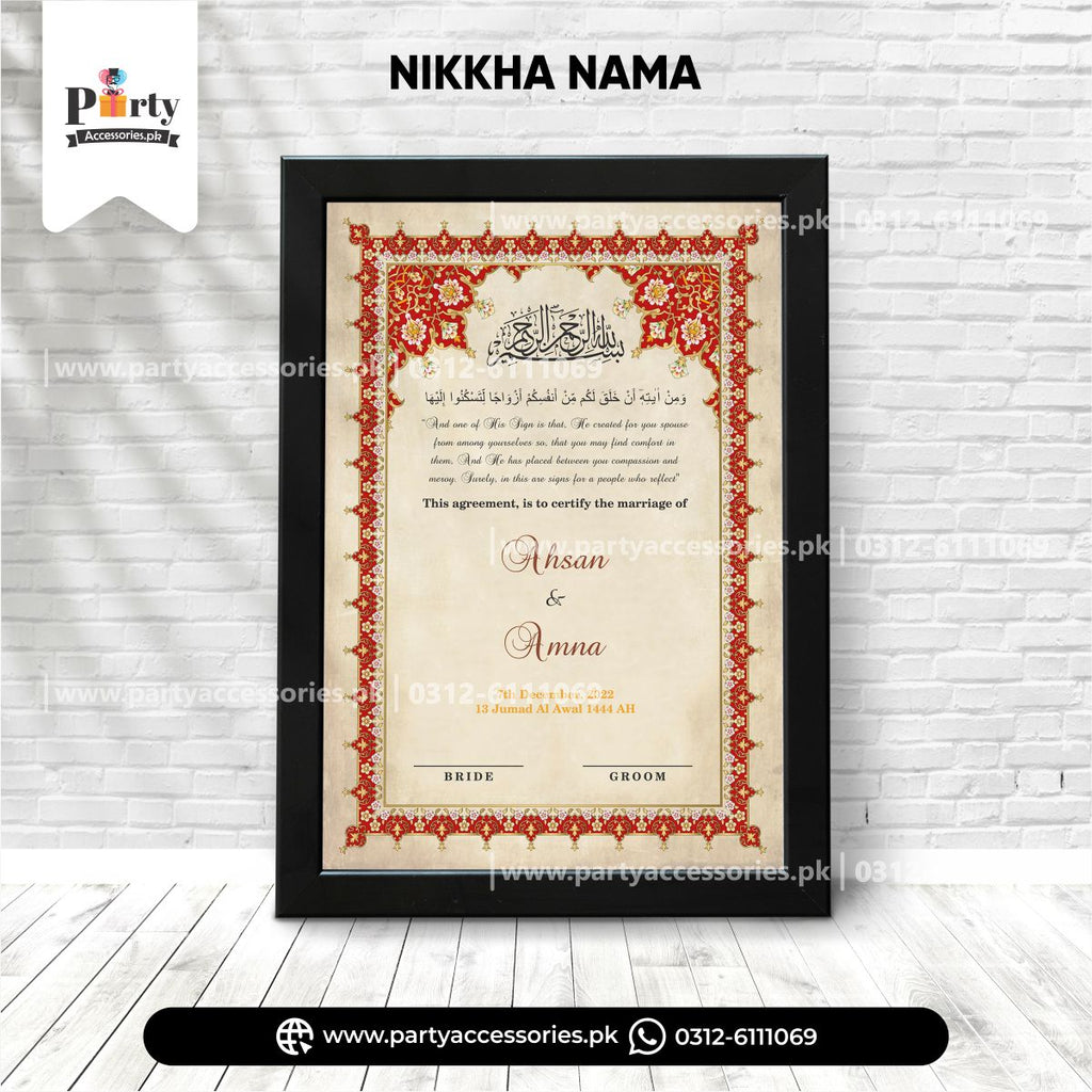 Nikkah Nama Customized | Marriage certificate A3 size frame