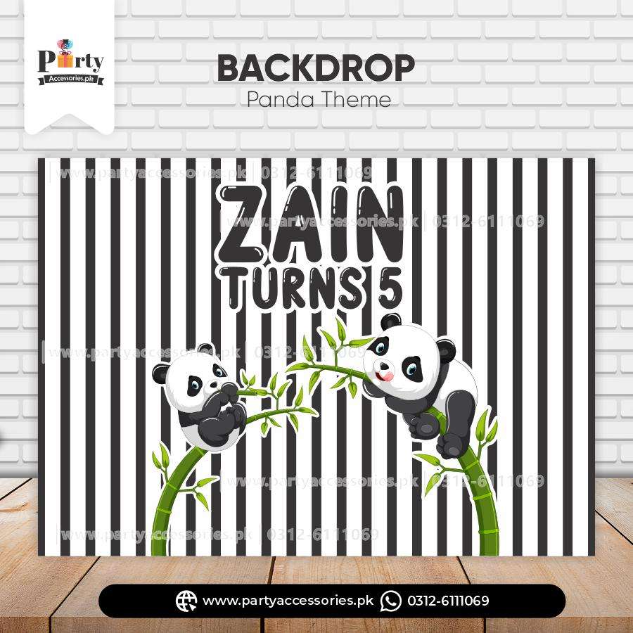Panda Boy Theme Customized Backdrop for Birthday Party Wall Decoration