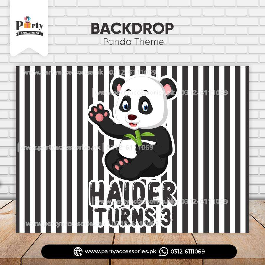 Panda boy theme customized birthday backdrop for birthday party wall decoration