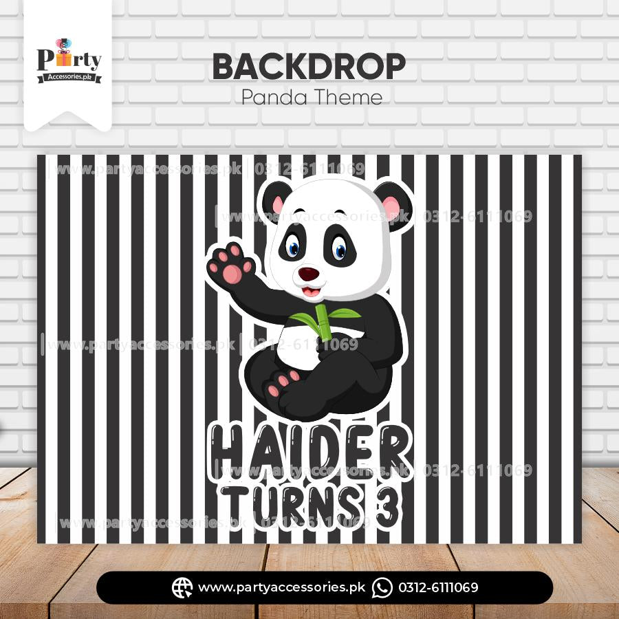 Panda boy theme customized birthday backdrop for birthday party wall decoration