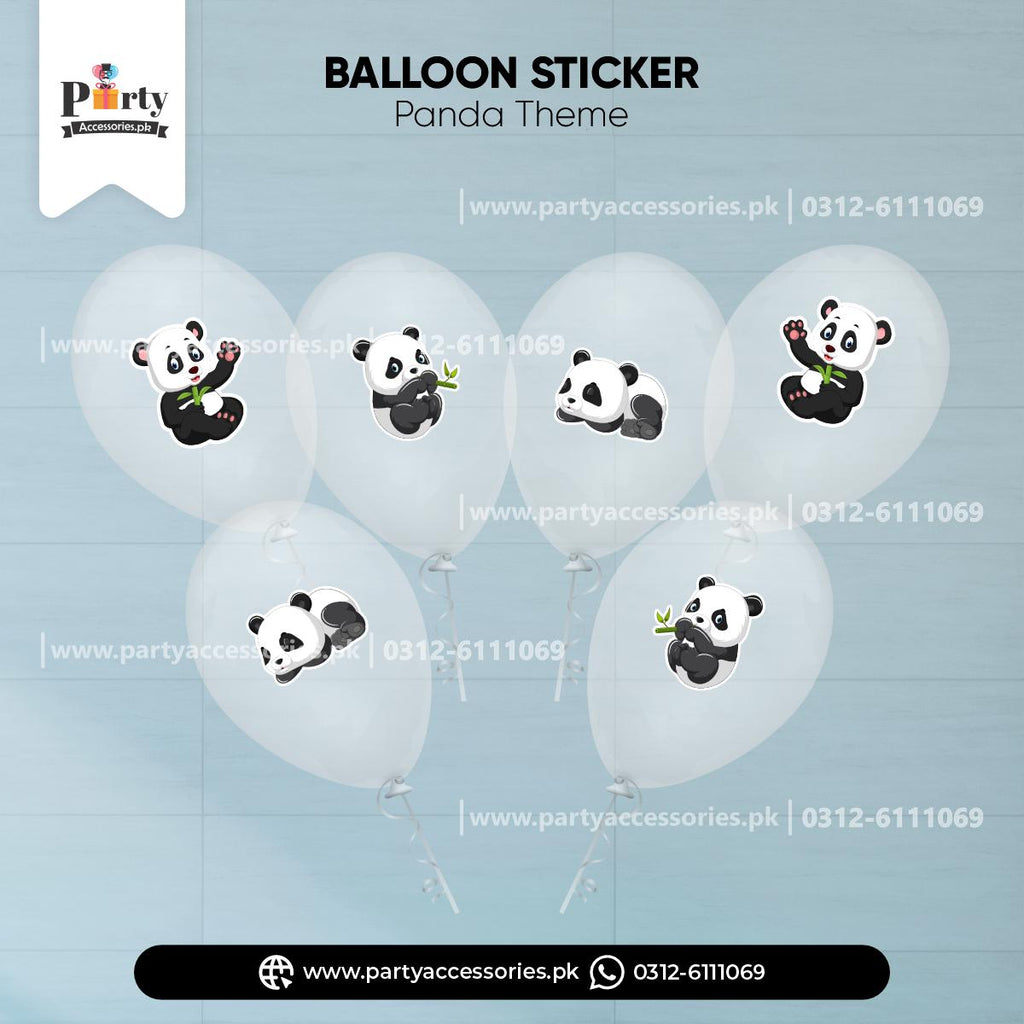 Panda Boy theme balloons with stickers for birthday party decoration